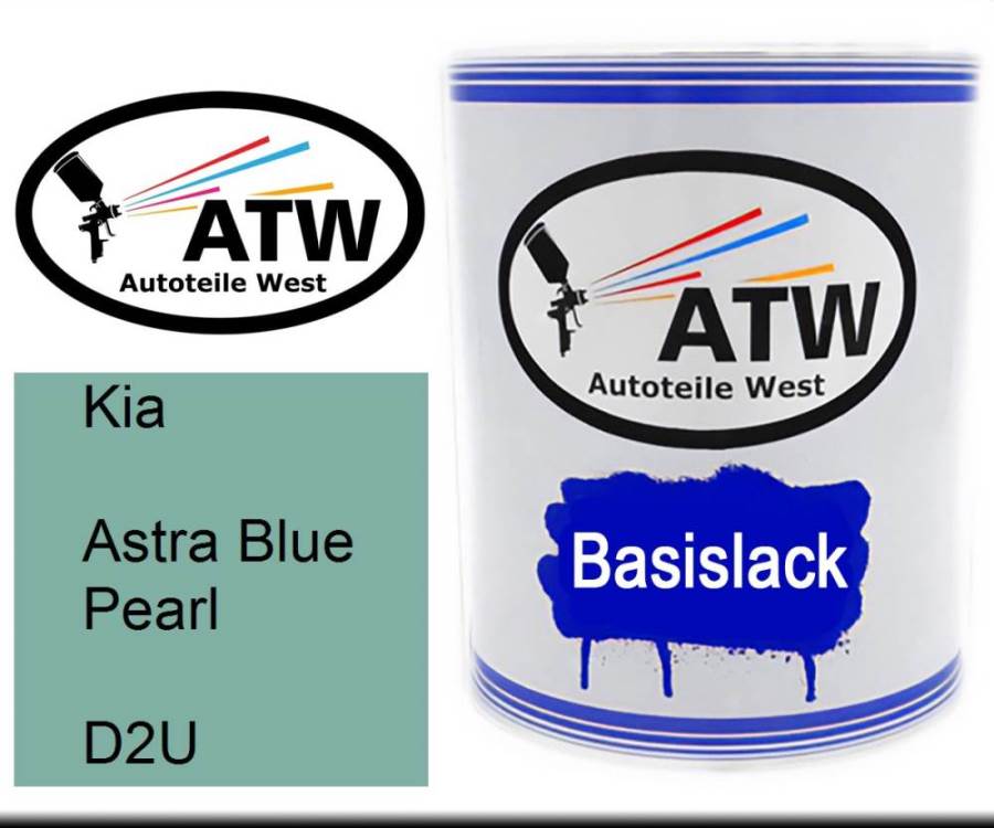 Kia, Astra Blue Pearl, D2U: 1L Lackdose, von ATW Autoteile West.